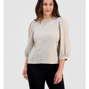 45. Anne Klein Cream Textured Blouse
